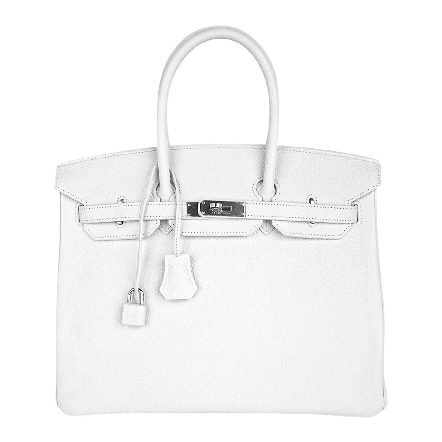 Birkin 35 Bag White Clemence Leather with Palladium Hardware