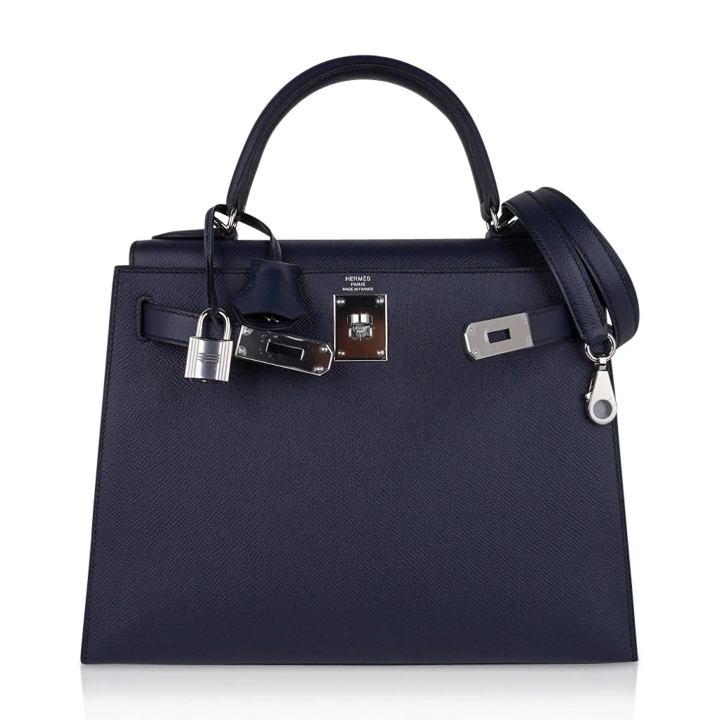 Kelly 28 Bag Blue Indigo Sellier Epsom Palladium Hardware New/Box