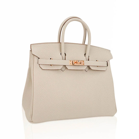 Birkin 25 Bag Craie Togo Leather with Rose Gold Hardware