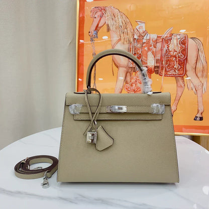 Kelly Sellier Craie and Trench Epsom Brushed Palladium Hardware