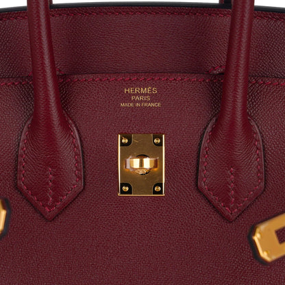Birkin 25 Bag Sellier Rouge H Gold Hardware Veau Madame Leather