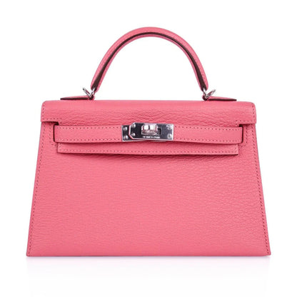 Kelly 20 Mini Sellier Bag Rose Lipstick Chevre Leather Palladium Hardware