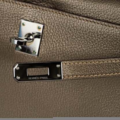 Kelly Pochette Metallic Bronze Clutch Bag Chevre Palladium