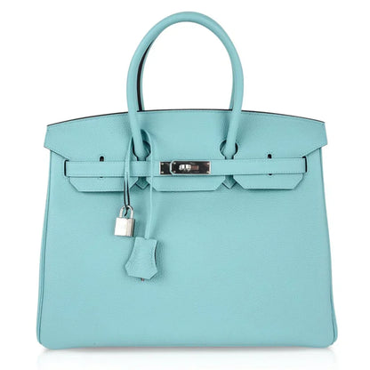 Birkin 35 Bag Fresh Blue Atoll Togo Palladium Hardware