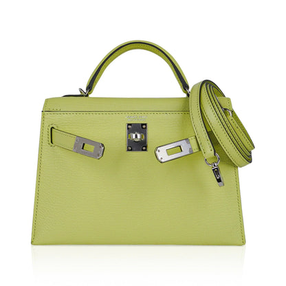 Mini Kelly 20 Bag Sellier Jaune Bourgeon Chevre Leather with Palladium Hardware