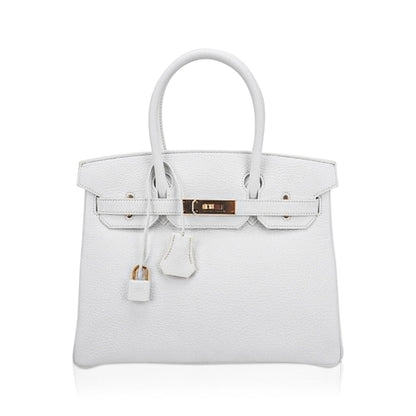 Special Order HSS Birkin 30 Bag White & Orange Clemence Leather with Rose Gold Hardware