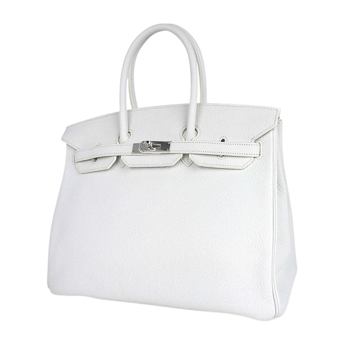 Birkin 35 Bag White Clemence Leather with Palladium Hardware