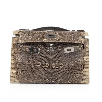 Kelly Pochette Bag Ombre Lizard Clutch Palladium Hardware Very Rare