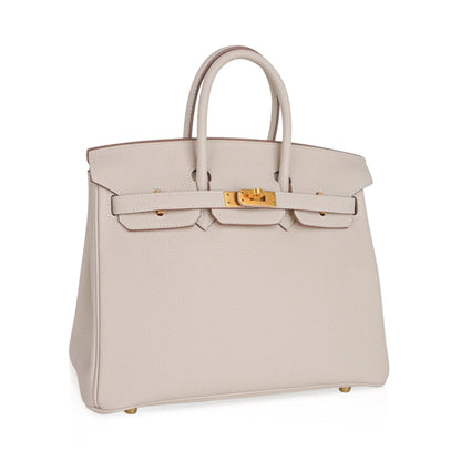 Birkin HSS 25 Bag Beton w/ Pink Rose Pourpre Brushed Gold Hardware Togo
