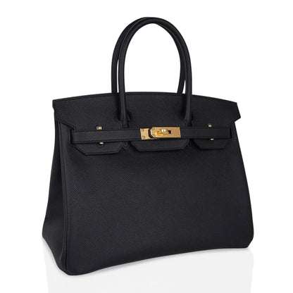 Birkin 30 Bag Black Gold Hardware Epsom Leather New w/ Box