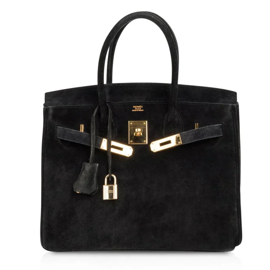 Birkin 30 Bag Doblis (Suede) Black Gold Hardware