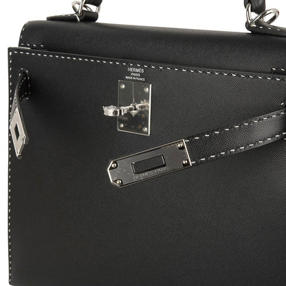 Kelly 28 Bag Black Un Point Sur Deux Veau Graine Monsieur Limited Edition