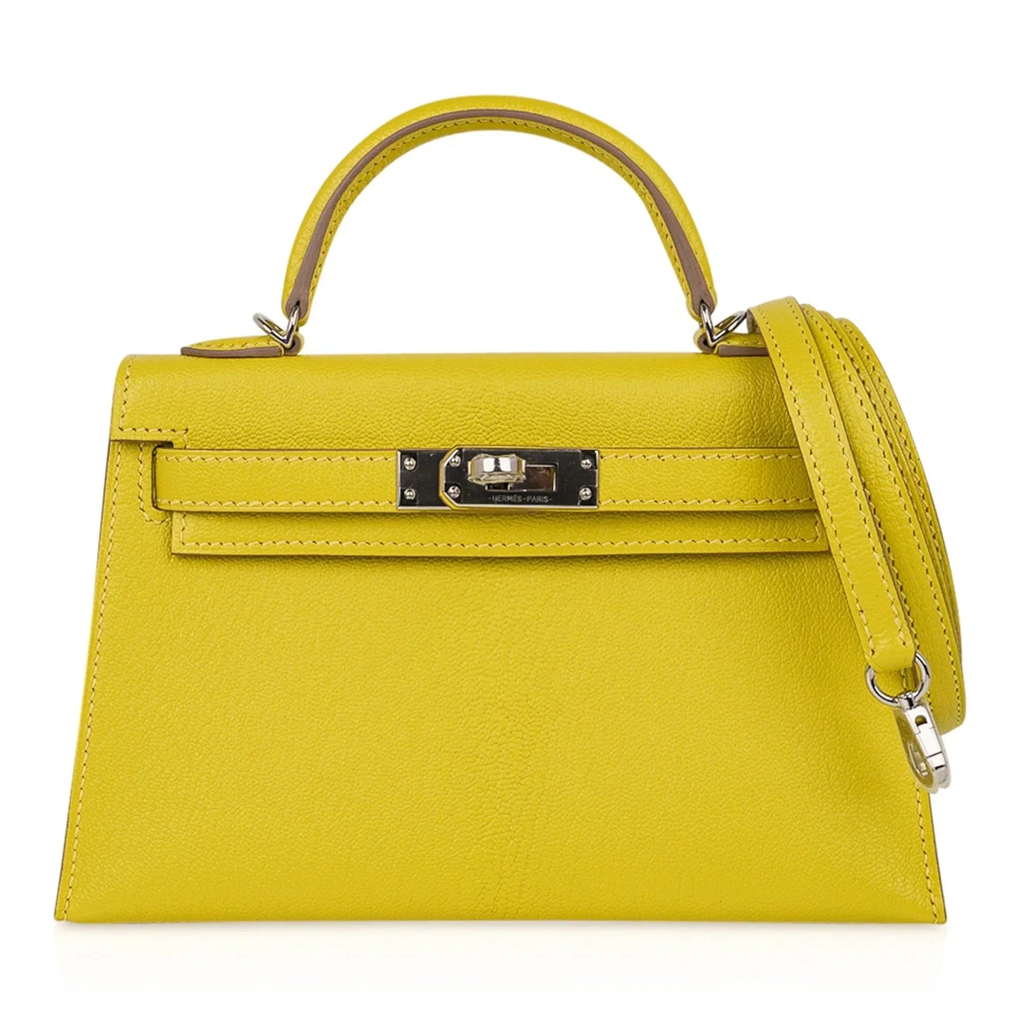 Kelly 20 Mini Sellier Bag Lime Chevre Leather Palladium