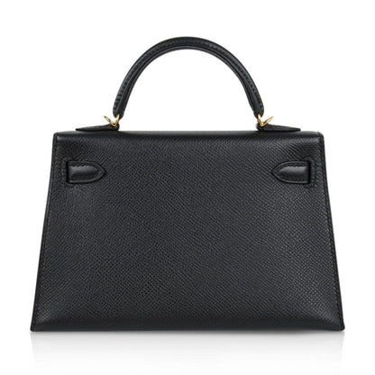 Mini Kelly 20 Sellier Bag Black Epsom Leather with Gold Hardware