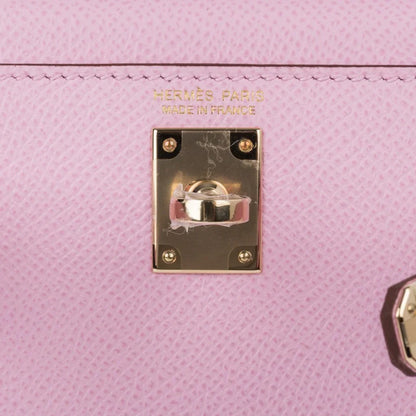 Kelly 20 Mini Sellier Bag Mauve Sylvestre Epsom Permabrass Hardware