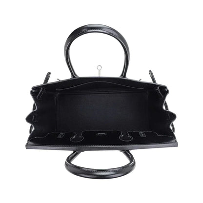 Birkin 30 Black Box Leather Bag Palladium Hardware