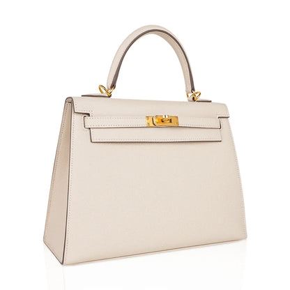 Kelly 25 Sellier Bag Craie Epsom Leather with Gold Hardware