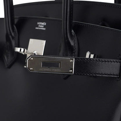 Birkin 30 Black Box Leather Bag Palladium Hardware