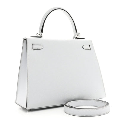 Kelly Sellier Gris Pantin Palm-Grained Leather Palladium Hardware