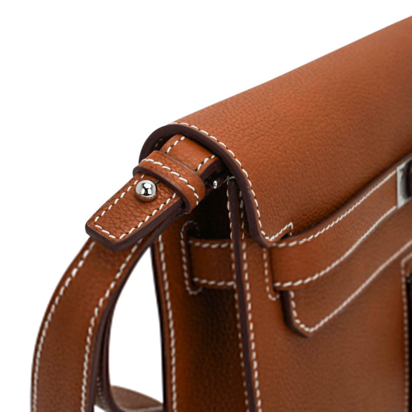 Kelly Depeches Touch Pouch 25 Bag Fauve Barenia Faubourg Leather and Gold Matte Alligator with Palladium Hardware
