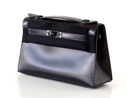 Kelly Pochette Clutch Bag Limited Edition So Black Box Leather Very Rare