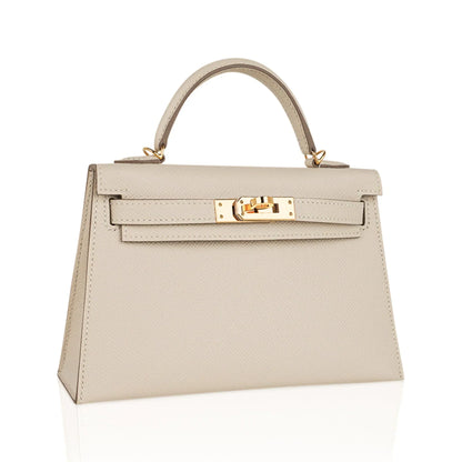 Kelly 20 Mini Sellier Bag Craie Epsom Leather Gold Hardware