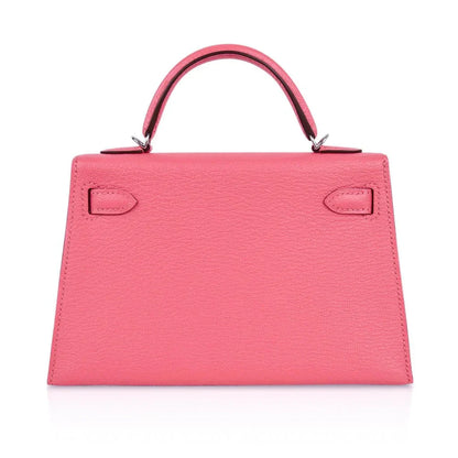 Kelly 20 Mini Sellier Bag Rose Lipstick Chevre Leather Palladium Hardware
