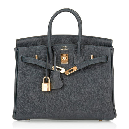 Birkin 25 Bag Vert Rousseau Togo Gold Hardware