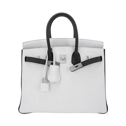 Birkin HSS 25 Bag White w/ Black Brushed Palladium Hardware
