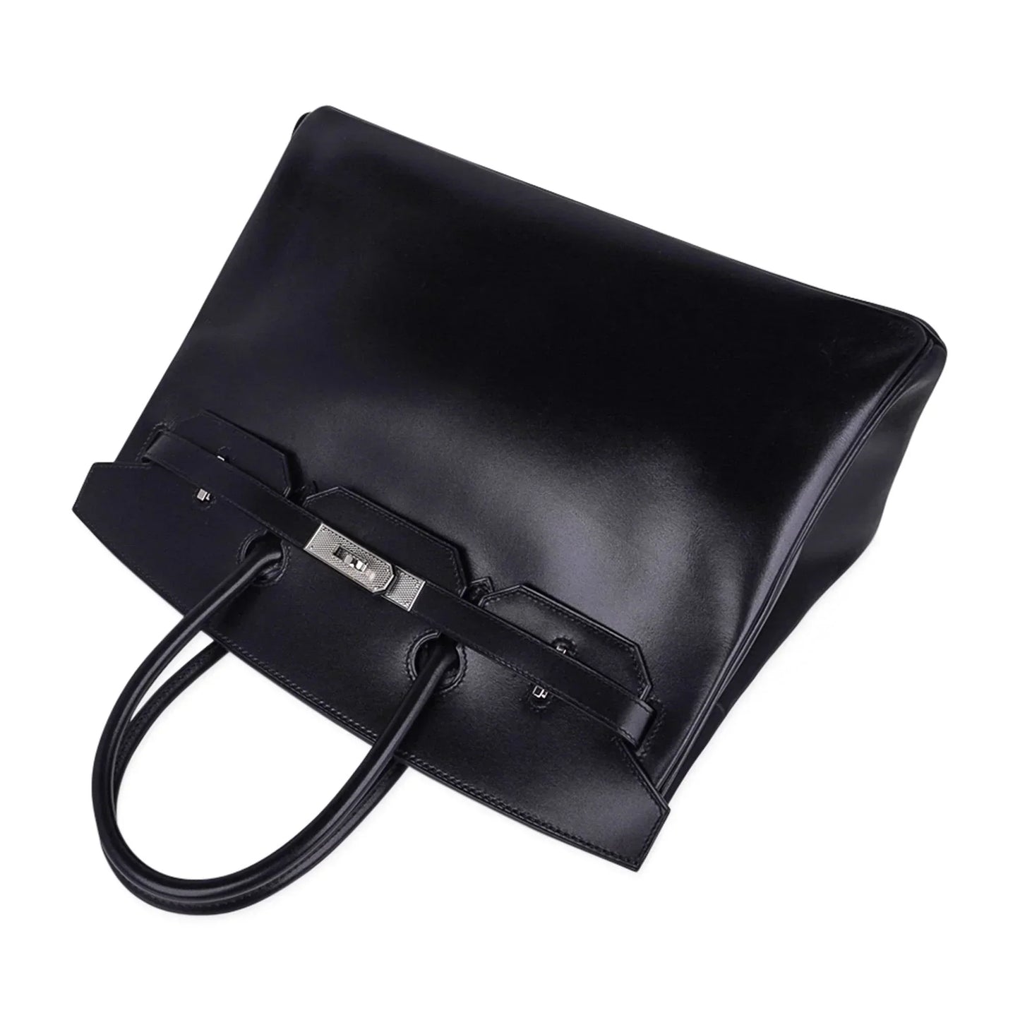 Birkin 35 Bag Black Box Palladium Guilloche Hardware