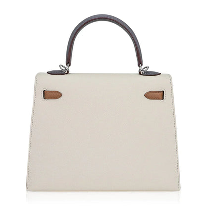 Kelly Sellier 25 Bag Nata Chai & Gris Meyer Epsom Leather with Palladium Hardware