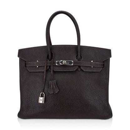 Birkin 35 Bag Cocoan Brown Chevre Leather with Palladium Hardware
