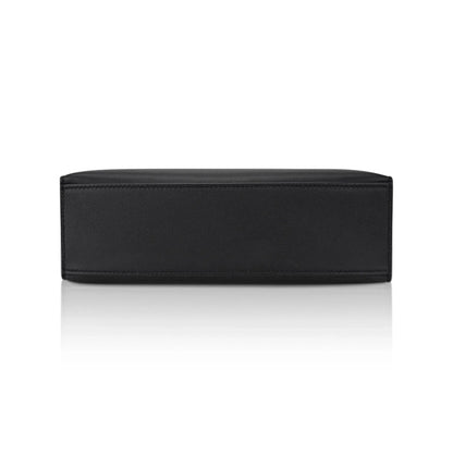 Kelly Pochette Clutch Bag Black Swift Leather with Palladium Hardware