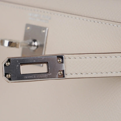 Kelly 20 Mini Sellier Bag Craie Epsom Leather Palladium Hardware New w/Box