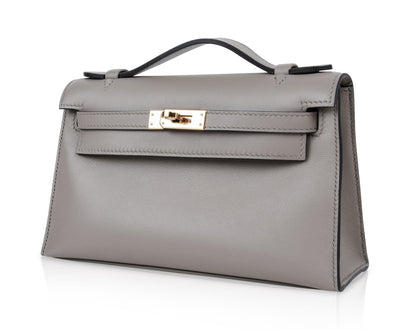 Kelly Pochette Gris Asphalte Swift Gold Hardware