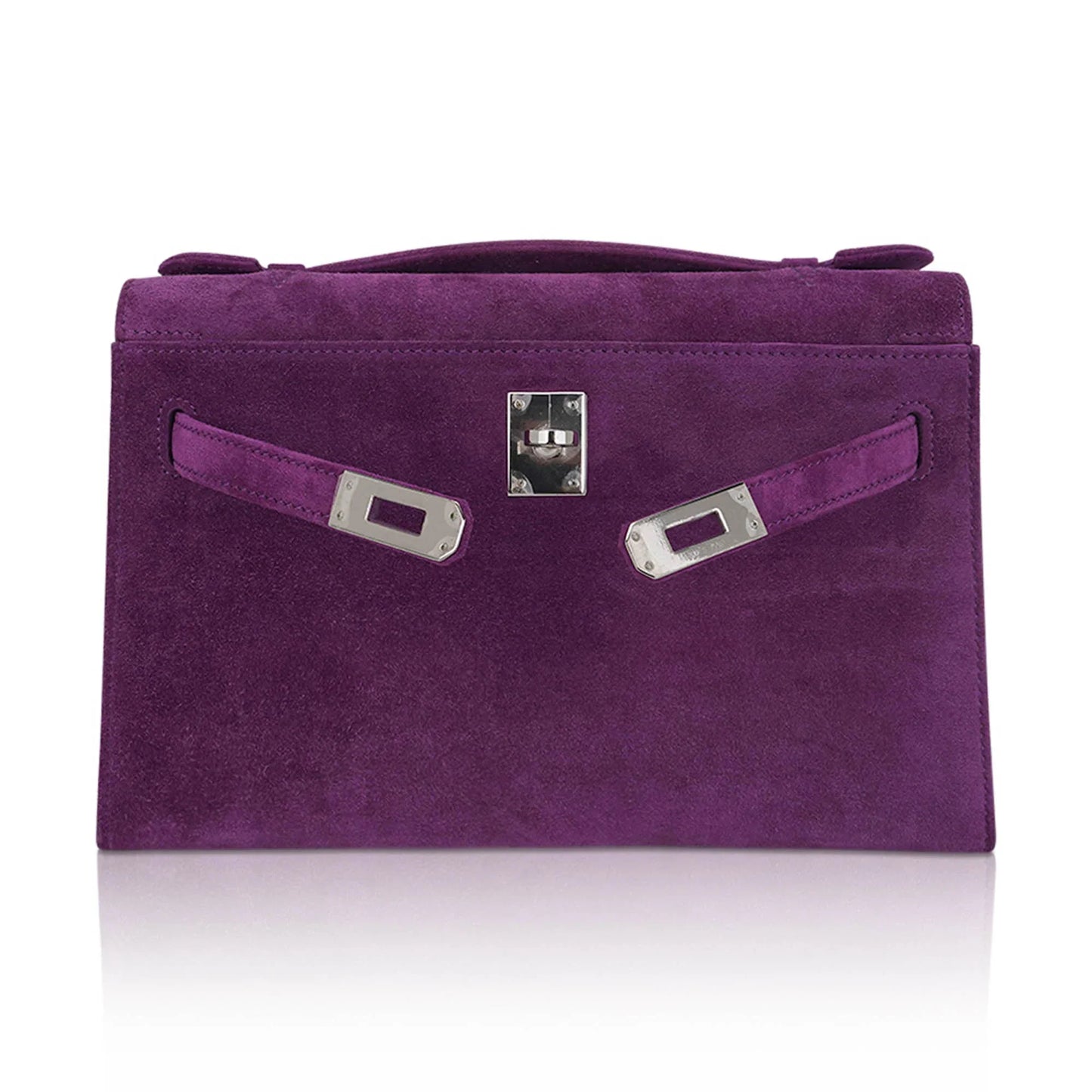 Limited Edition Kelly Pochette Violet Doblis Clutch Bag with Palladium Hardware
