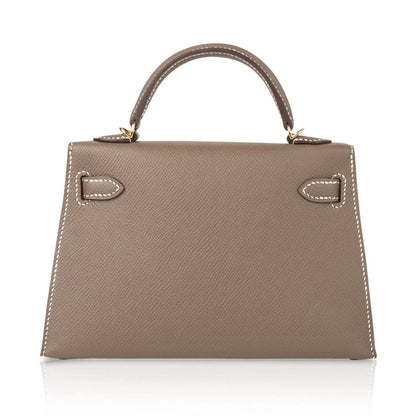 Kelly 20 Mini Sellier Bag Etoupe Limited Edition Epsom Gold Hardware