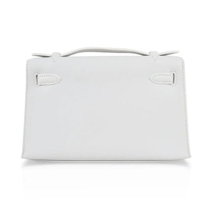 Kelly Pochette Clutch Bag Very Rare White Gold Hardware