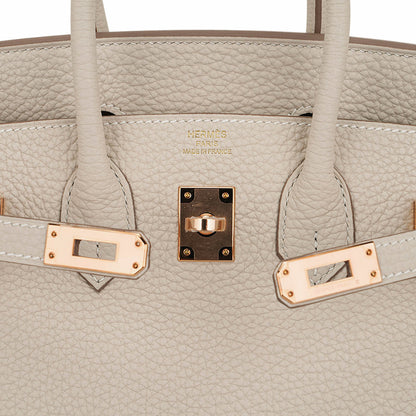 Birkin 25 Bag Craie Togo Leather with Rose Gold Hardware
