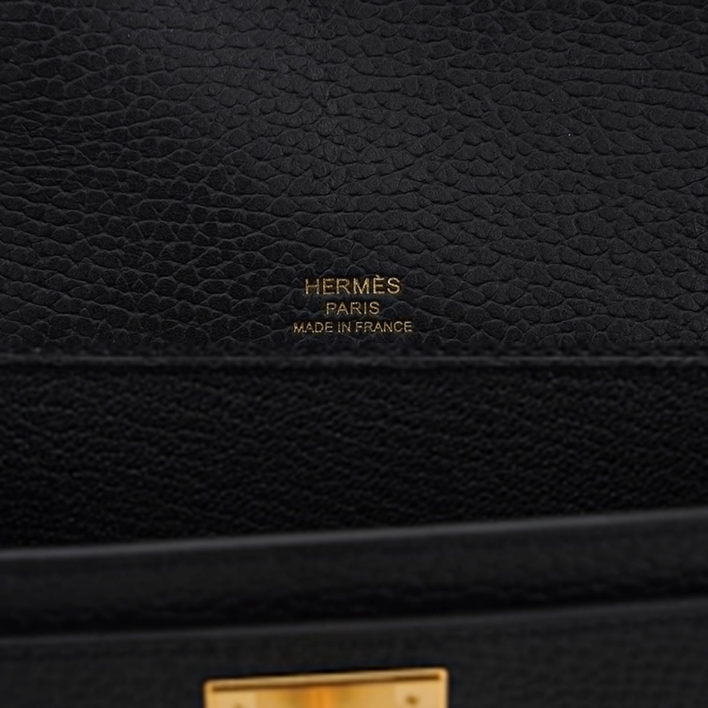 Kelly Depeches 25 Pouch Black Galop D’Leather with Gold Hardware
