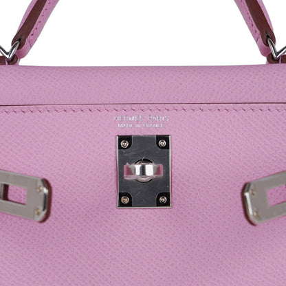 Mini Kelly 20 Bag Sellier Mauve Sylvestre Epsom with Palladium Hardware
