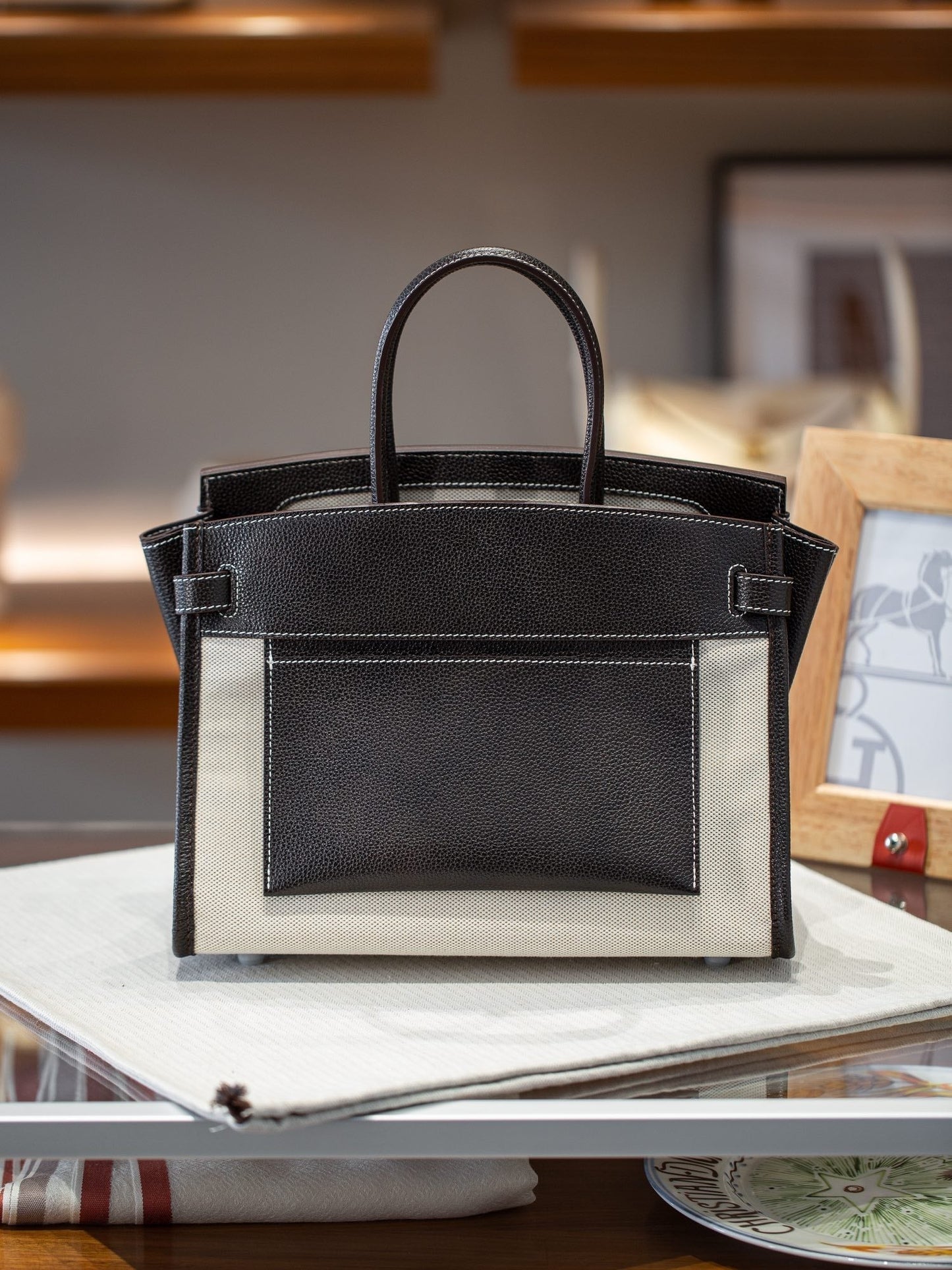 Birkin 35 A L'Envers Black-Ecru Toile H Canvas and Black Volupto Palladium Hardware