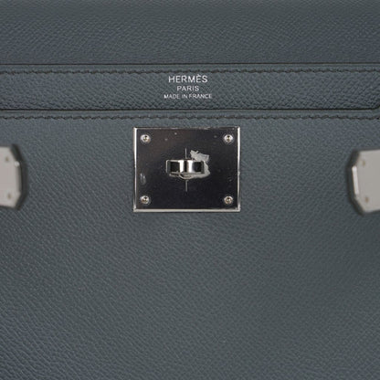Kelly Depeches 25 Pouch Vert Amande Epsom Palladium Hardware New