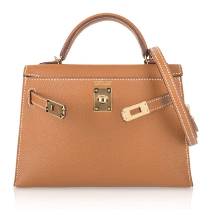 Mini Kelly 20 Bag Sellier Gold Epsom Leather with Gold Hardware