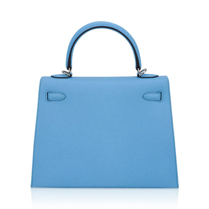 Kelly Sellier 25 Bag Blue Celeste Palladium Epsom Leather