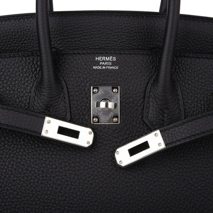 Birkin 25 Bag Black Palladium Hardware Togo Leather