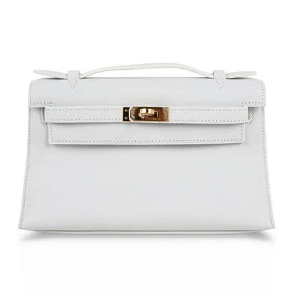 Kelly Pochette Clutch Bag Very Rare White Gold Hardware