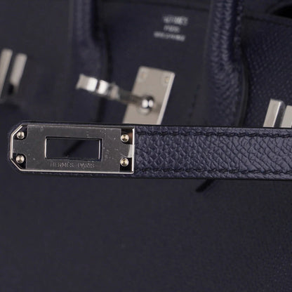 Birkin Sellier 25 Bag Blue Indigo Epsom Leather with Palladium Hardware