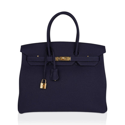 Birkin 35 Bag Blue Nuit Gold Hardware Togo Leather