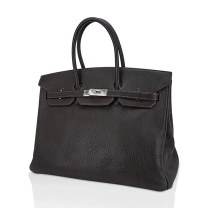 Birkin 35 Bag Cocoan Brown Chevre Leather with Palladium Hardware